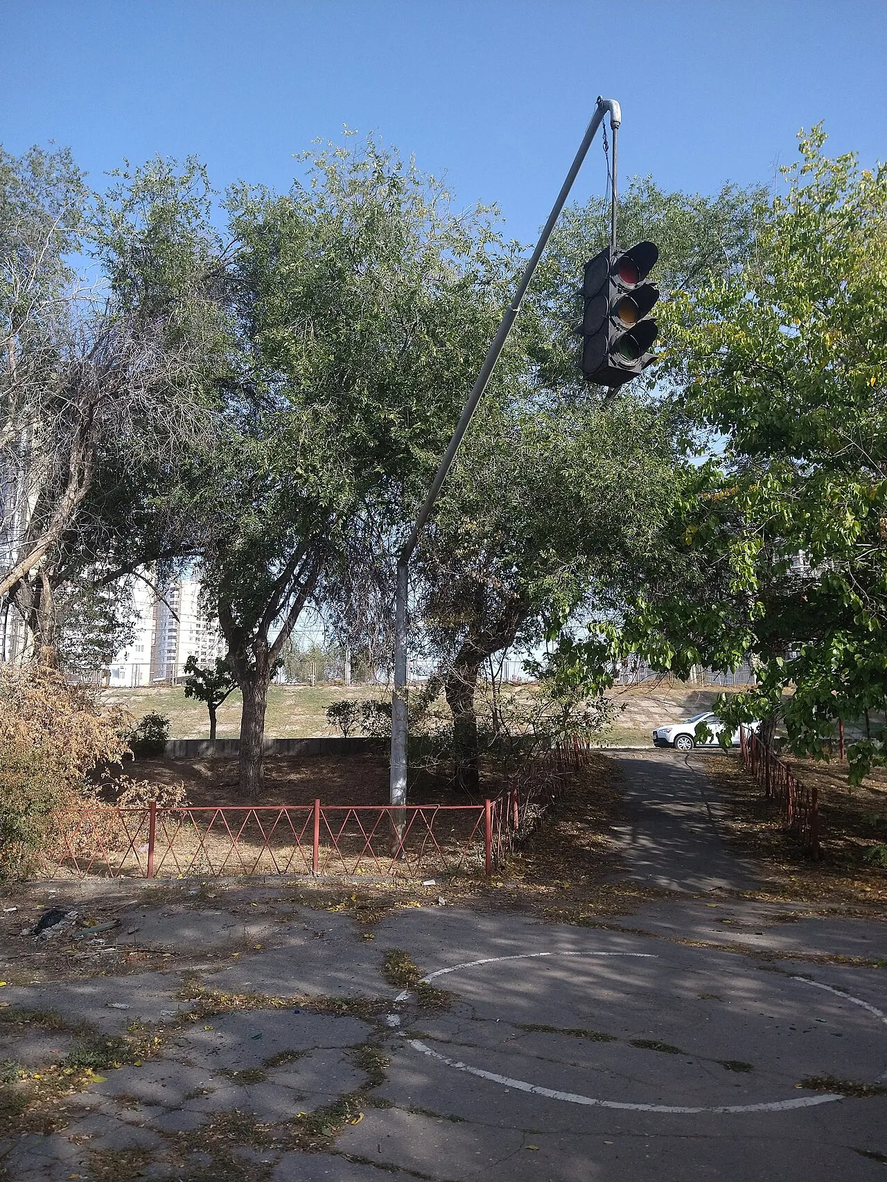 Old traffic light in the Children's City Park, Volgograd, 27 September 2020